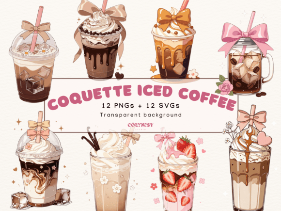 Download Coquette Iced Coffee Cliparts Pastel Bow - Premium Resources
